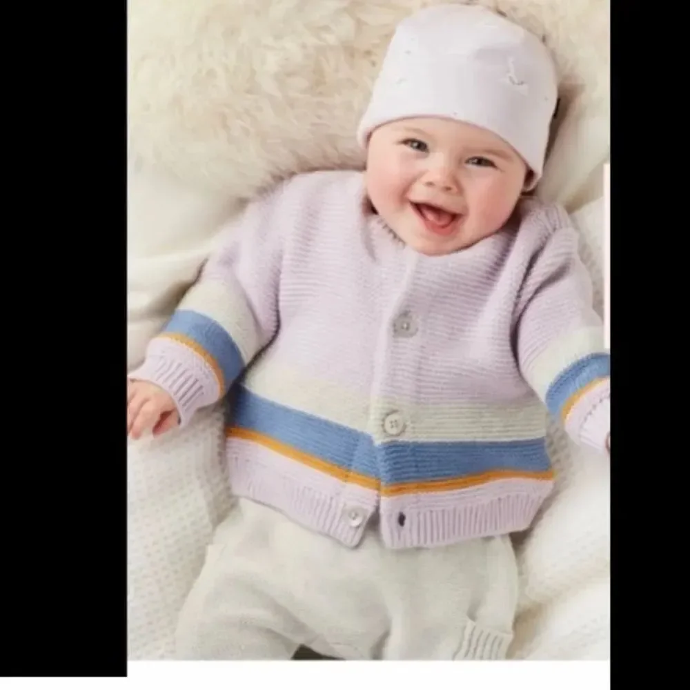 NWT New TEA COLLECTION Sweater Set Cardigan and Pants Lavender Gray 3 - 6 months